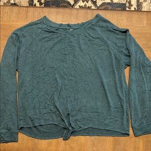 Aeropostale Green Blue Relaxed Tie Front long Sleeve